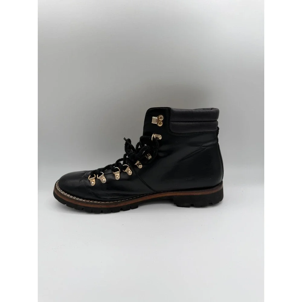 Taft Black Leather Hiking Boots Vibram Sole Handcrafted in Spain Mens 45